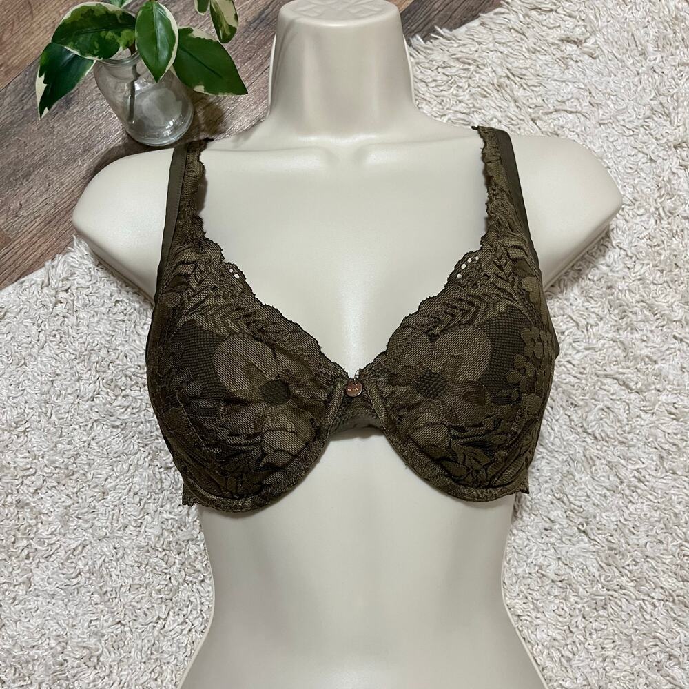 Aerie Size 32DD Green Lace Real Power Plunge Convertible Straps Underwire Bra - Picture 2 of 8